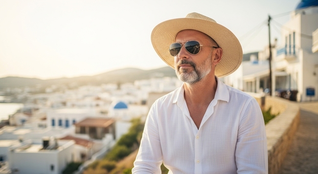 Persona con sombrero y gafas de sol