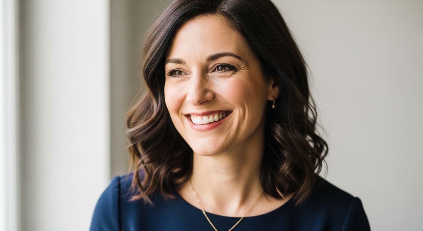 Mujer de 40 años sonriendo