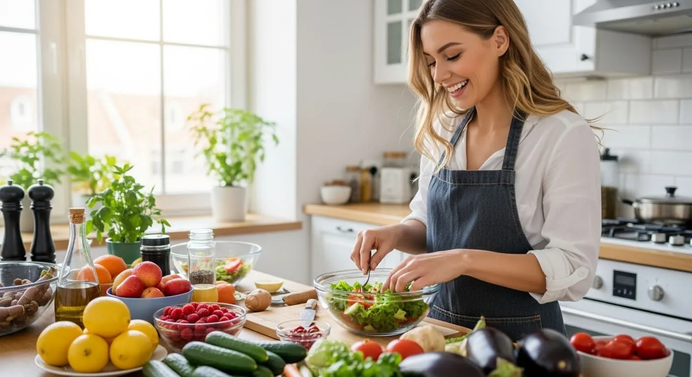 Persona preparando ensalada