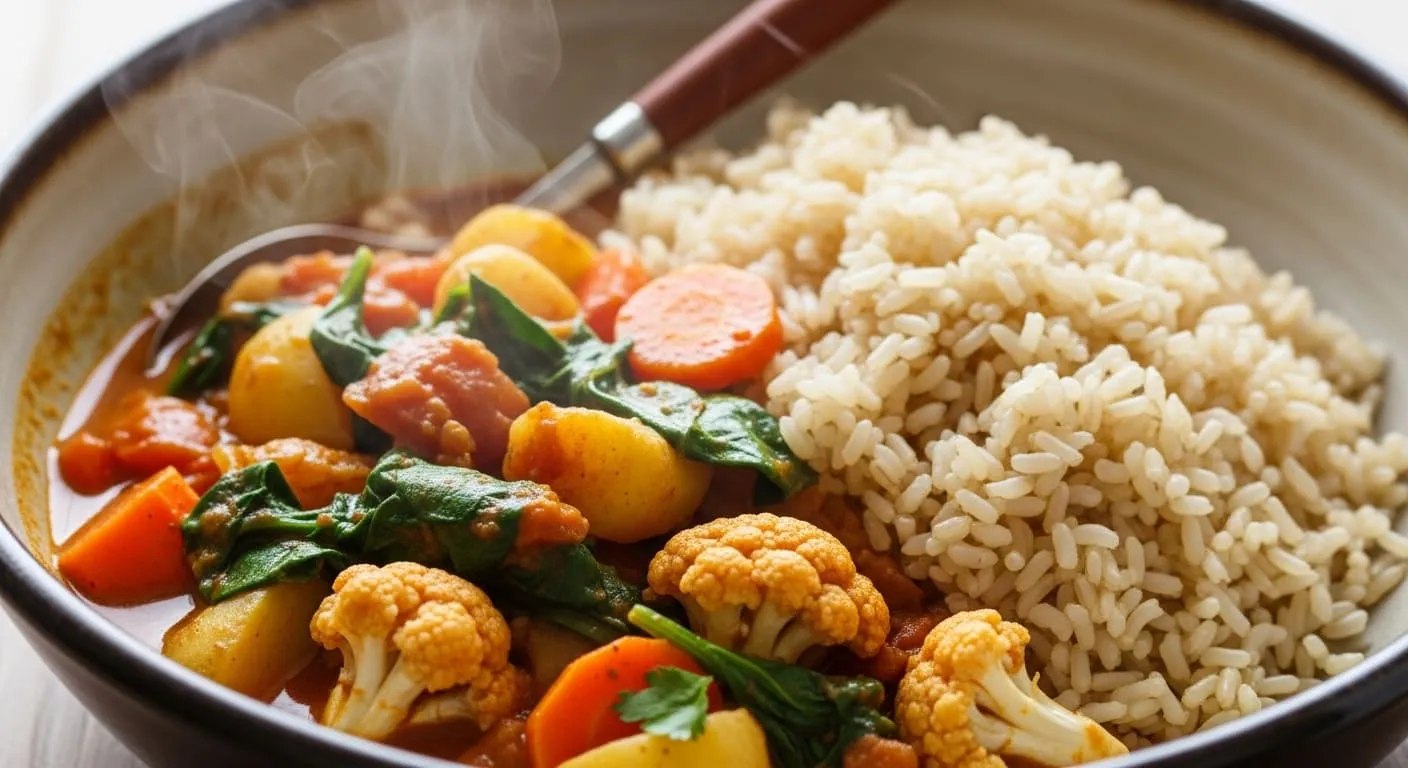 Tazón con curry de vegetales