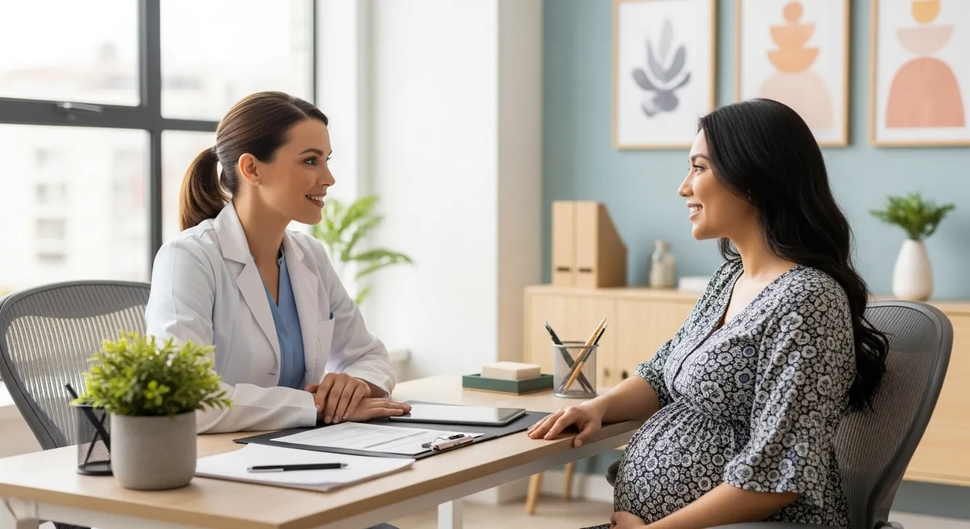 Mujer embarazada en el doctor