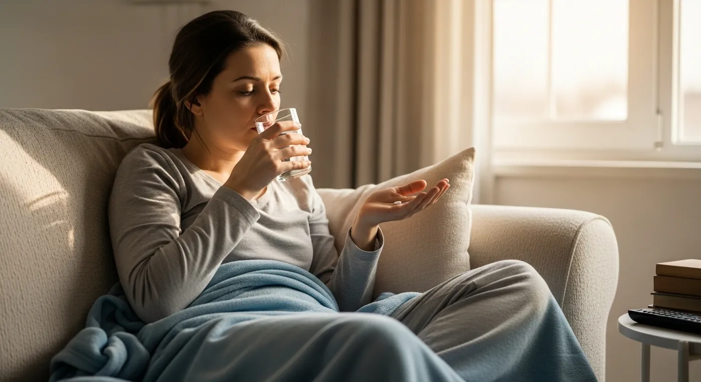 Mujer tomando pastilla
