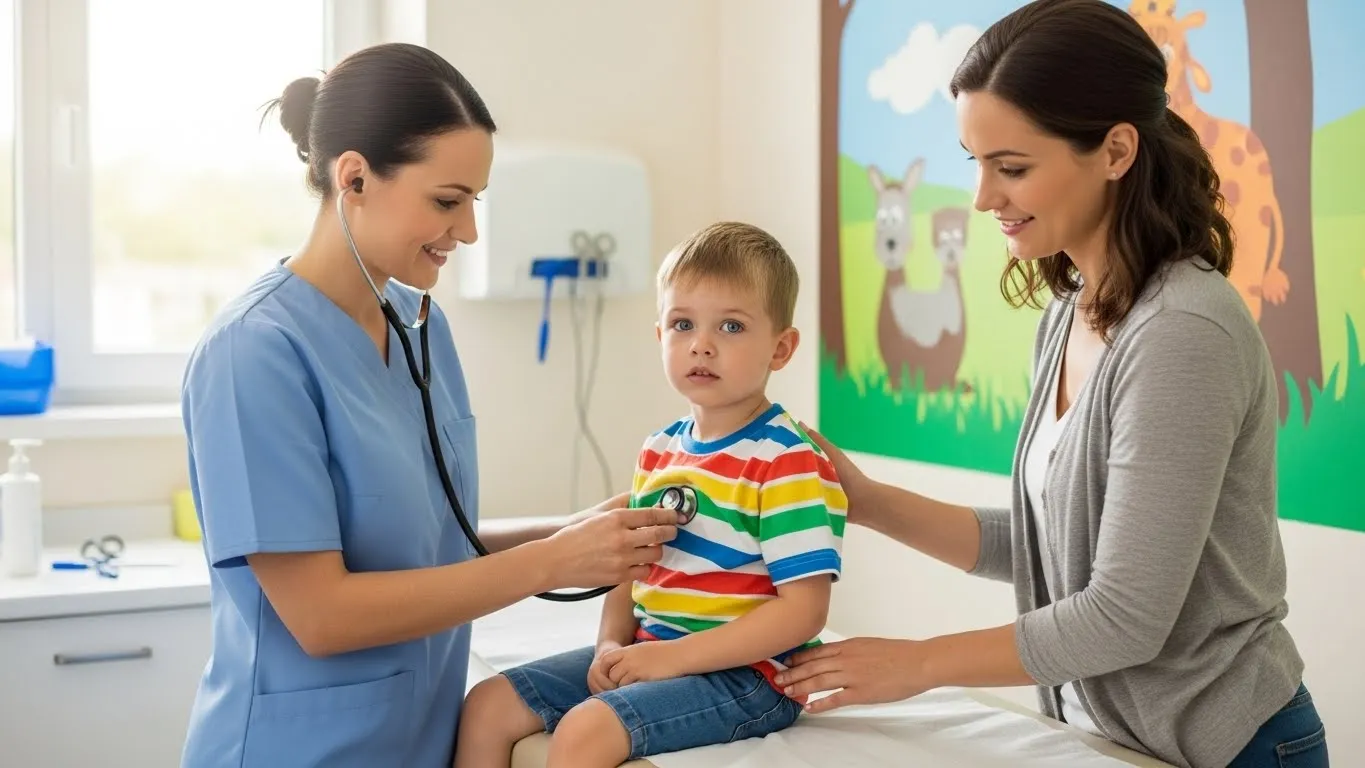 Médico revisando a un niño