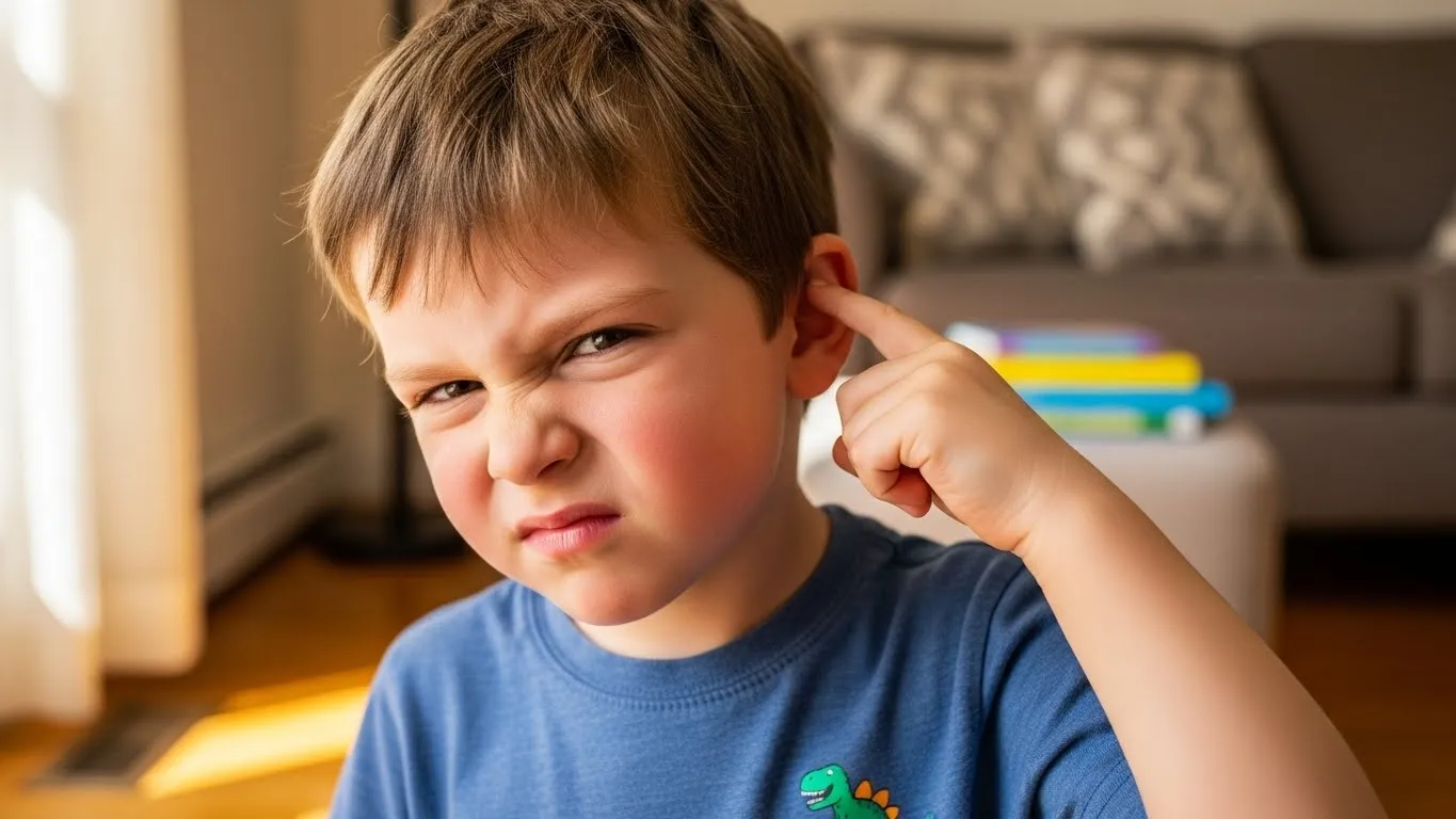 Niño con infección en oídos