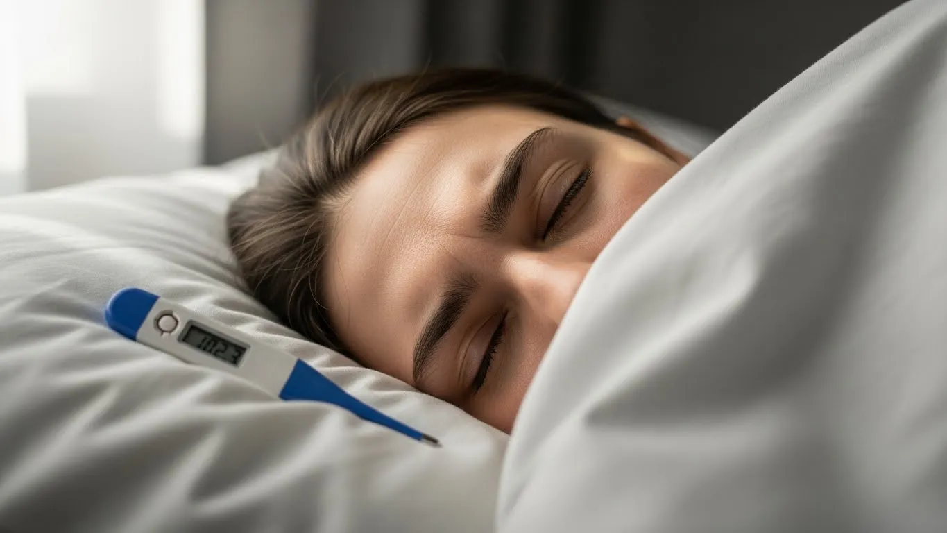 Persona con fiebre en cama
